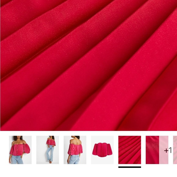 Women’s Express Pleated Off Should Balloon Sleeve Blouse - Picture 6 of 6